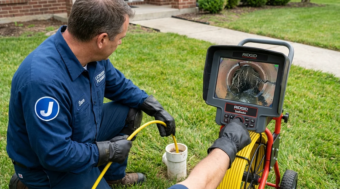 Sewer camera inspection being performed by Johns Plumbing LLC in Prague
