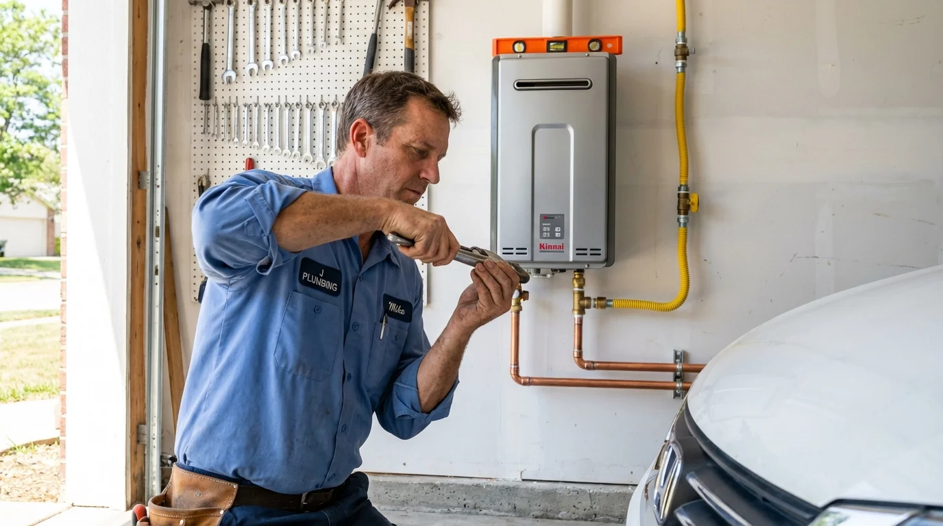 Tankless water heater installation by a Johns Plumbing LLC plumber in Prague
